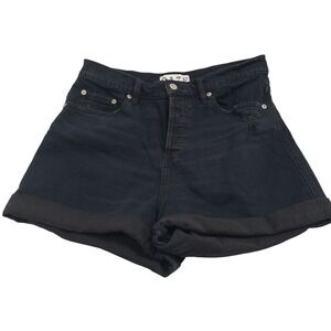 DAZE Women Tough Love Denim Shorts 29 Black Distressed